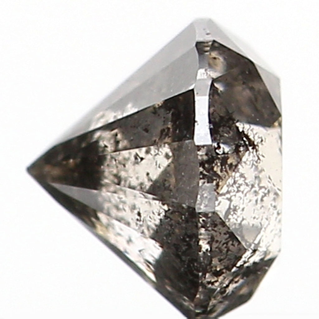 0.37 Ct Natural Loose Diamond, Round Brilliant Cut, Salt Pepper Diamond, Black Diamond, Gray Diamond, Rustic Diamond L5065