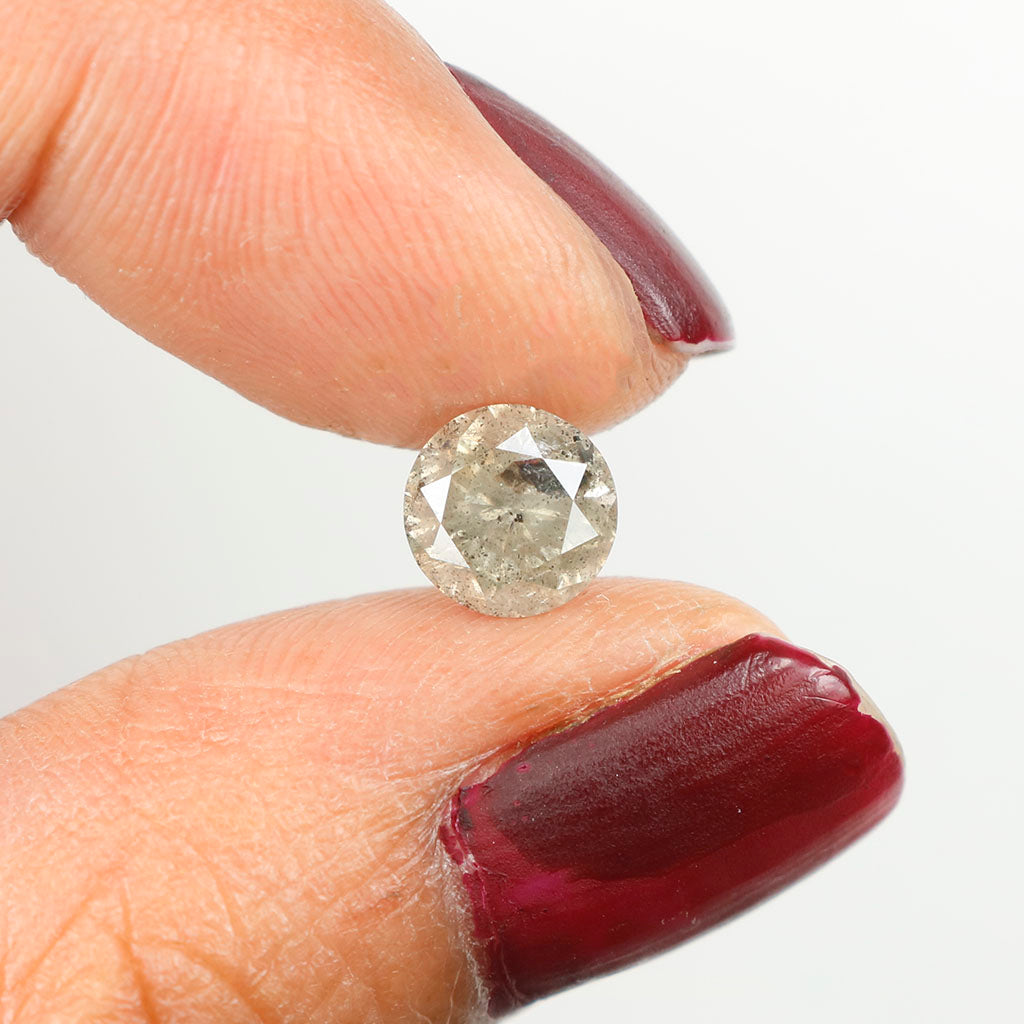 1.07 CT Natural Loose Round Shape Diamond Salt And Pepper Round Diamond 6.35 MM Natural Black Grey Color Round Brilliant Cut Diamond LQ9470