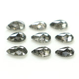 Natural Loose Pear Salt And Pepper Diamond Black Grey Color 1.13 CT 3.60 MM Pear Shape Rose Cut Diamond KDL1284