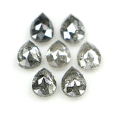 Natural Loose Pear Salt And Pepper Diamond Black Grey Color 0.81 CT 3.30 MM Pear Shape Rose Cut Diamond L1296