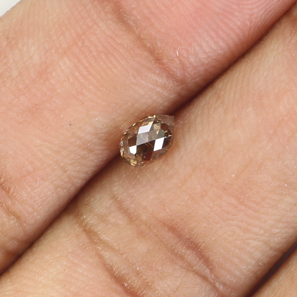 0.63 Ct Natural Loose Briolette Shape Diamond Brown Color Drop Diamond 5.55 MM Natural Loose Brown Color Briolette Rose Cut Diamond KQ2248