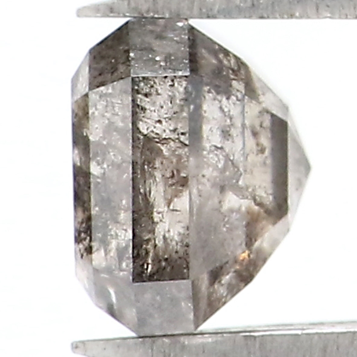 0.64 CT Natural Loose Emerald Shape Diamond Salt And Pepper Emerald Diamond 4.40 MM Natural Black Grey Color Emerald Rose Cut Diamond LQ5078
