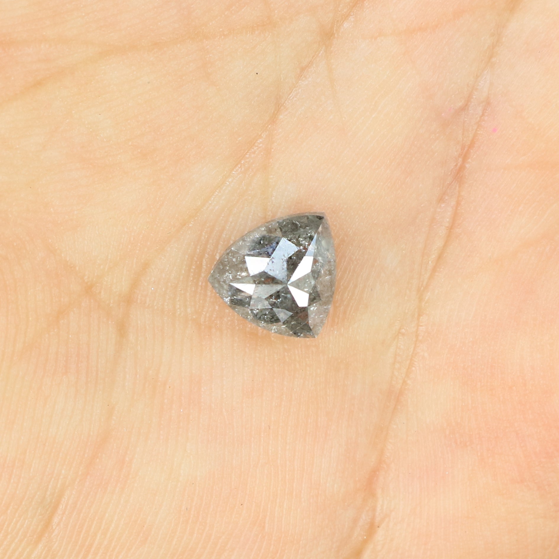 1.67 Ct Natural Loose Diamond Triangle Black Grey Salt And Pepper Color I3 Clarity 7.30 MM KDL8124