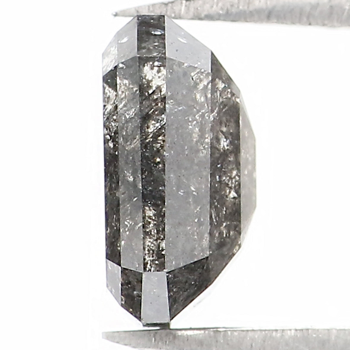 1.22 CT Natural Loose Emerald Shape Diamond Salt And Pepper Emerald Diamond 6.75 MM Black Grey Color Emerald Shape Rose Cut Diamond QL1363