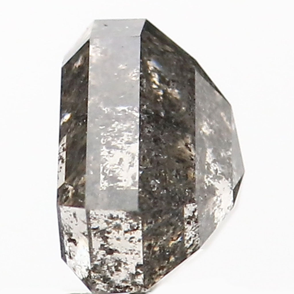 1.18 Ct Natural Loose Shield Shape Diamond Salt And Pepper Shield Cut Diamond 5.65 MM Black Gray Color Shield Shape Rose Cut Diamond QL9002