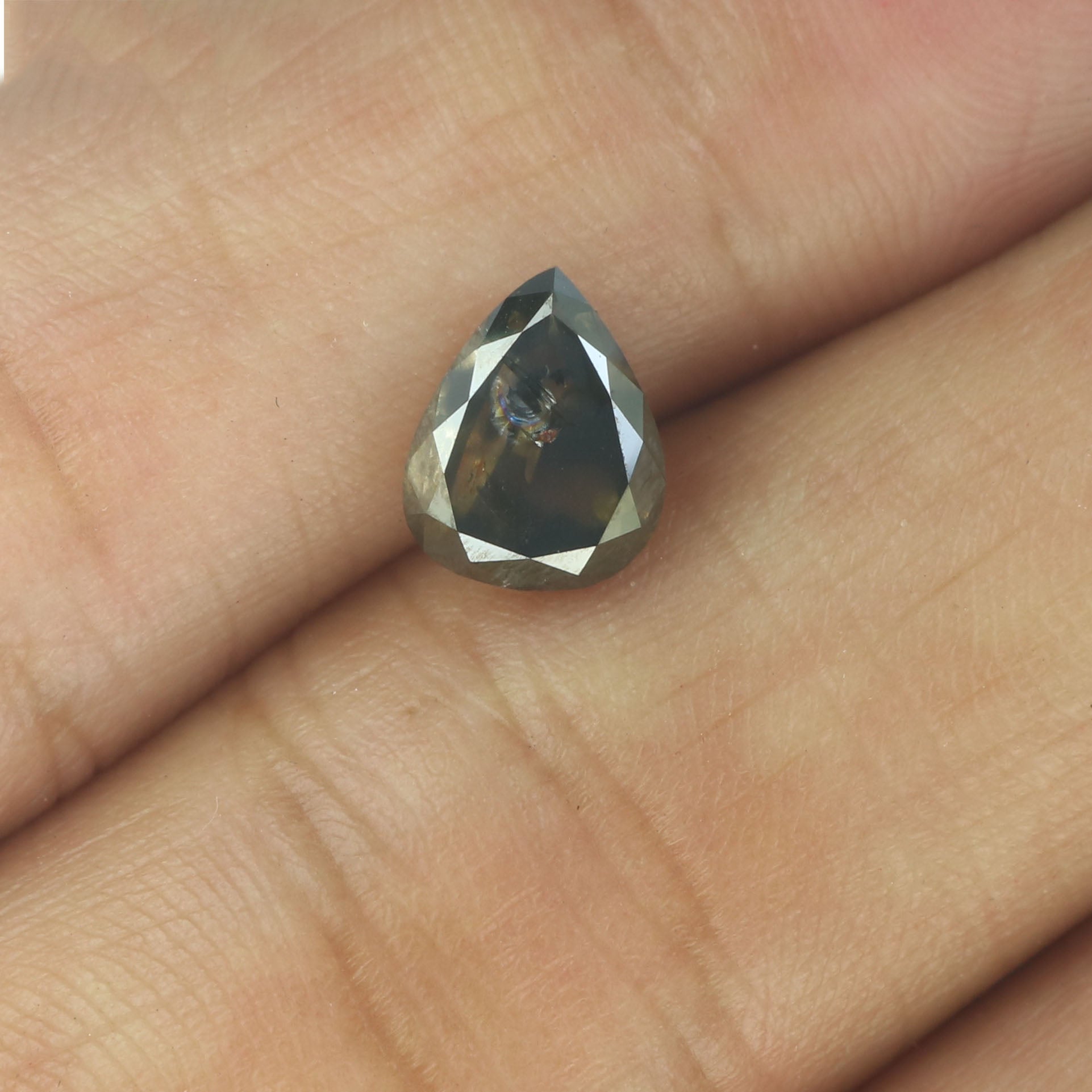 1.80 CT Natural Loose Pear Shape Diamond Salt And Pepper Pear Rose Cut Diamond 8.30 MM Black Grey Color Pear Shape Rose Cut Diamond QL8894