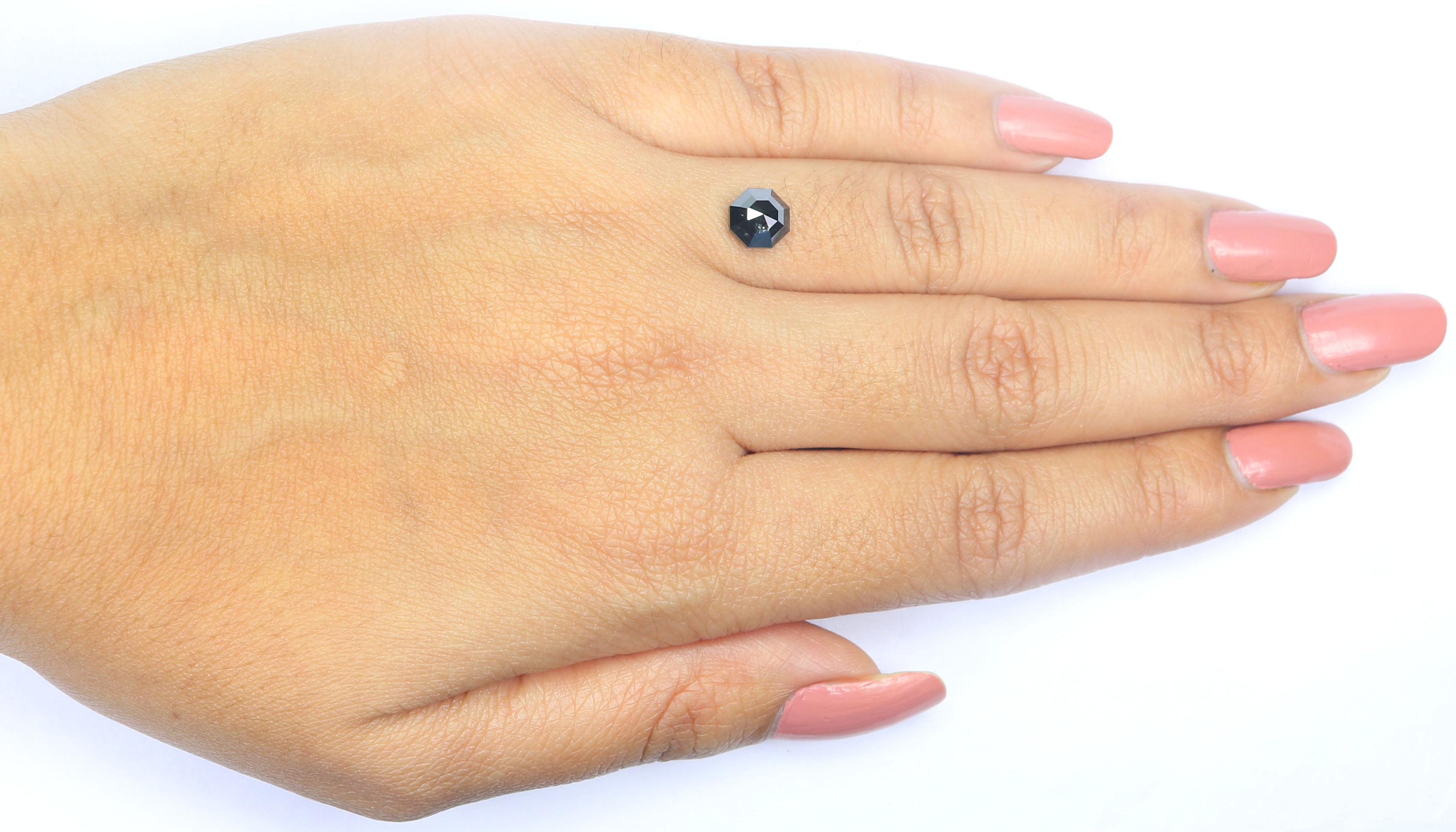 1.34 CT Natural Loose Octagon Diamond Black Color Octagon Diamond 6.30 MM Natural Loose Diamond Grey Color Octagon Rose Cut Diamond LQ9741