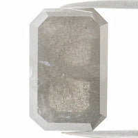 Natural Loose Emerald Salt And Pepper Diamond Grey Color 3.06 CT 10.50 MM Emerald Shape Rose Cut Diamond KDL1155