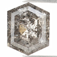 Natural Loose Hexagon Salt And Pepper Diamond Black Grey Color 1.41 CT 7.50 MM Hexagon Shape Rose Cut Diamond KDL1262