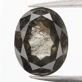 0.58 Ct Natural Loose Diamond, Oval Diamond, Black Diamond, Grey Diamond, Salt and Pepper Diamond, Antique Diamond, Real Diamond, KDL614