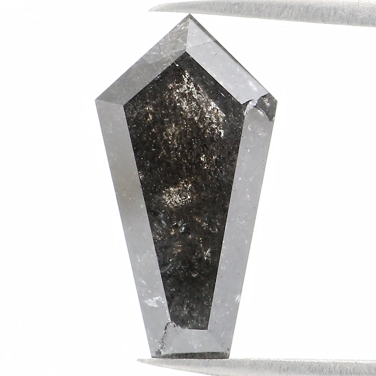 2.18 CT Natural Loose Shield Shape Diamond Salt And Pepper Shield Diamond 12.20 MM Black Grey Color Shield Shape Rose Cut Diamond QL1169