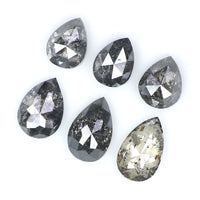Natural Loose Pear Salt And Pepper Diamond Black Grey Color 1.66 CT 4.20 MM Pear Shape Rose Cut Diamond L790