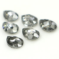 Natural Loose Pear Salt And Pepper Diamond Black Grey Color 1.01 CT 4.10 MM Pear Shape Rose Cut Diamond KDL1275