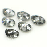 Natural Loose Pear Salt And Pepper Diamond Black Grey Color 1.01 CT 4.10 MM Pear Shape Rose Cut Diamond KDL1275