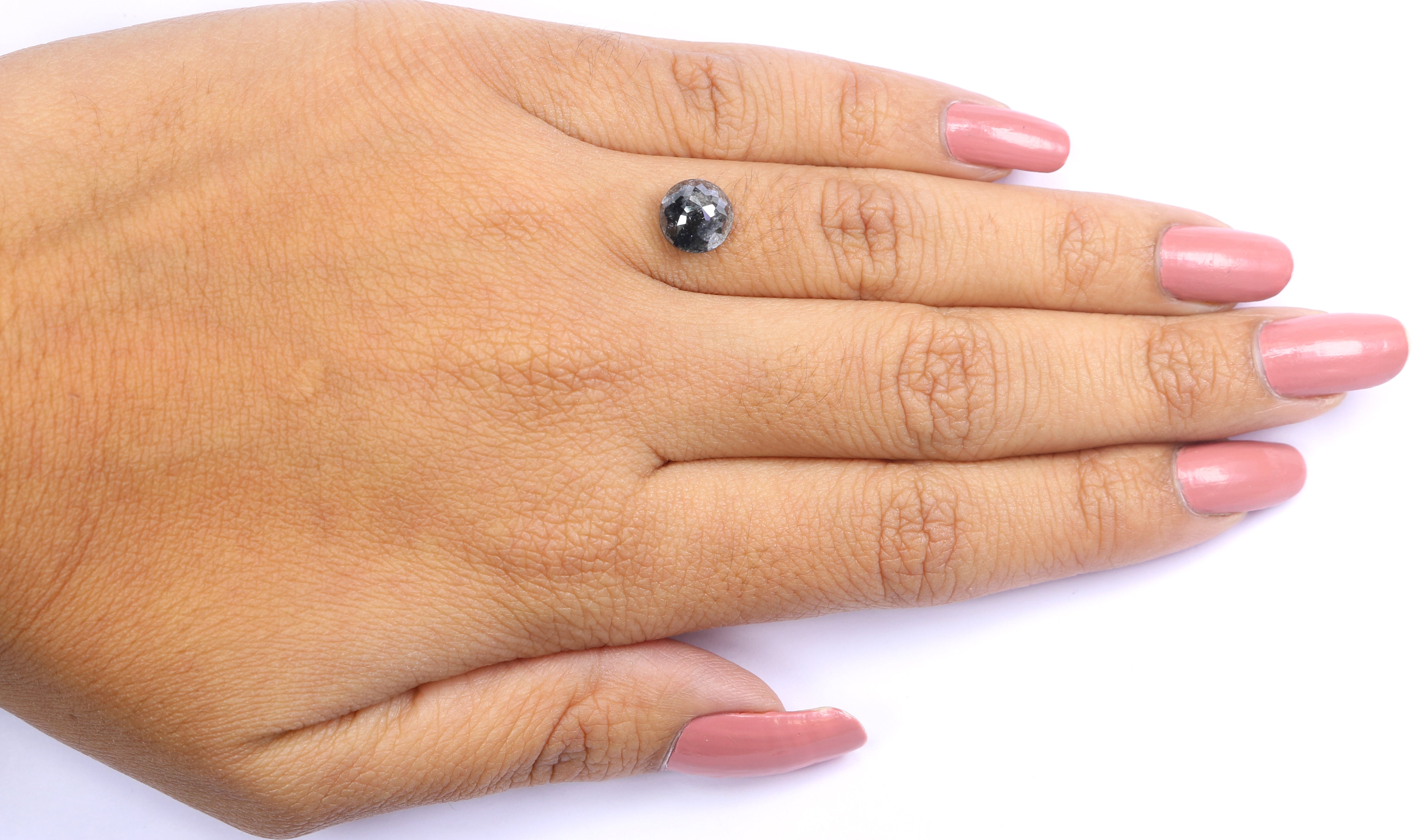 2.07 CT Natural Loose Round Rose Cut Diamond Salt And Pepper Round Diamond 7.65 MM Natural Loose Black Color Diamond Rose Cut Diamond LQ026