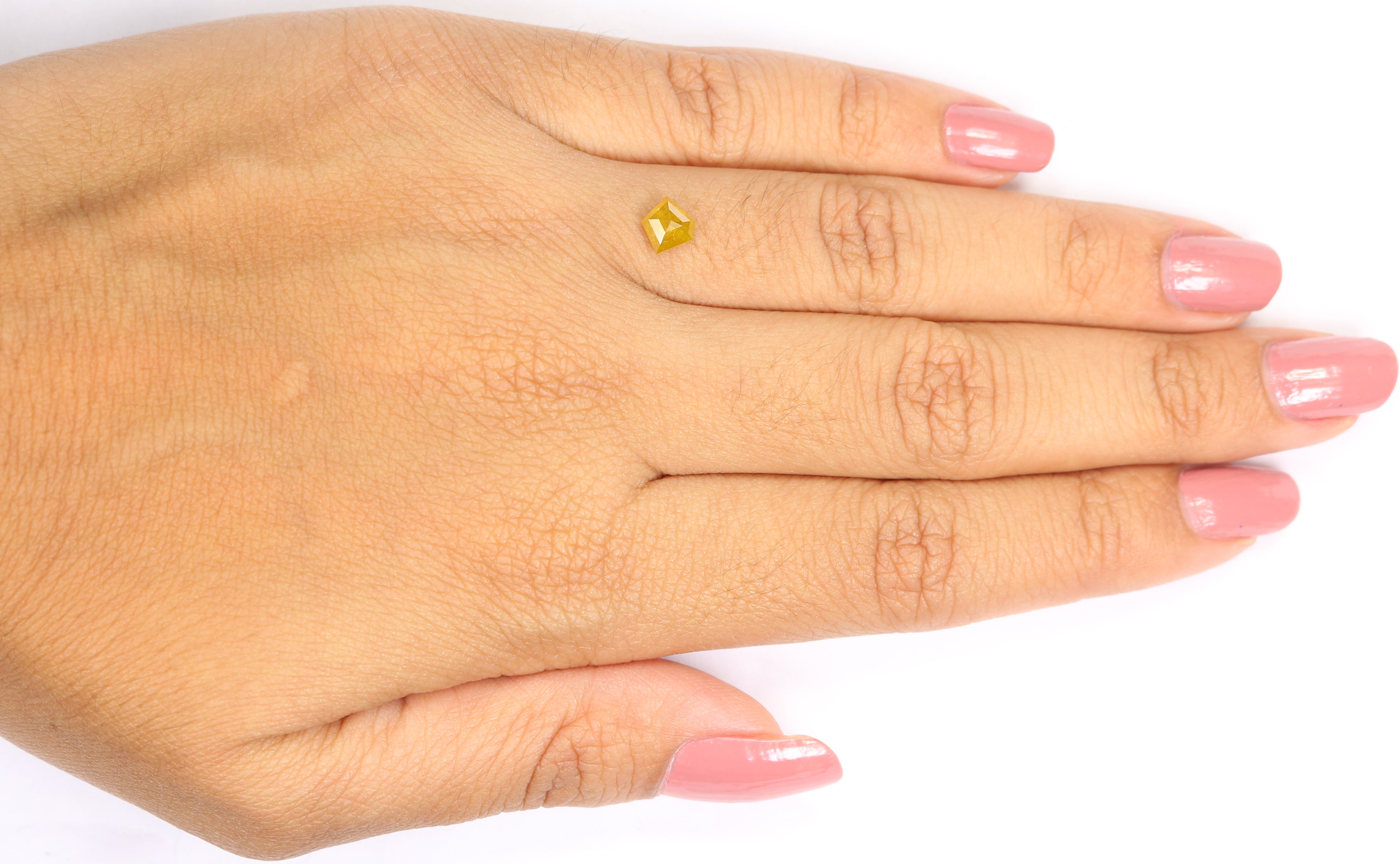 0.56 Ct Natural Loose Pentagon Shape Diamond Yellow Color Pentagon Cut Diamond 5.40 MM Natural Yellow Color Pentagon Rose Cut Diamond KQ2468