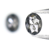 Natural Loose Oval Salt And Pepper Diamond Black Grey Color 0.60 CT 4.76 MM Oval Shape Rose Cut Diamond L2558