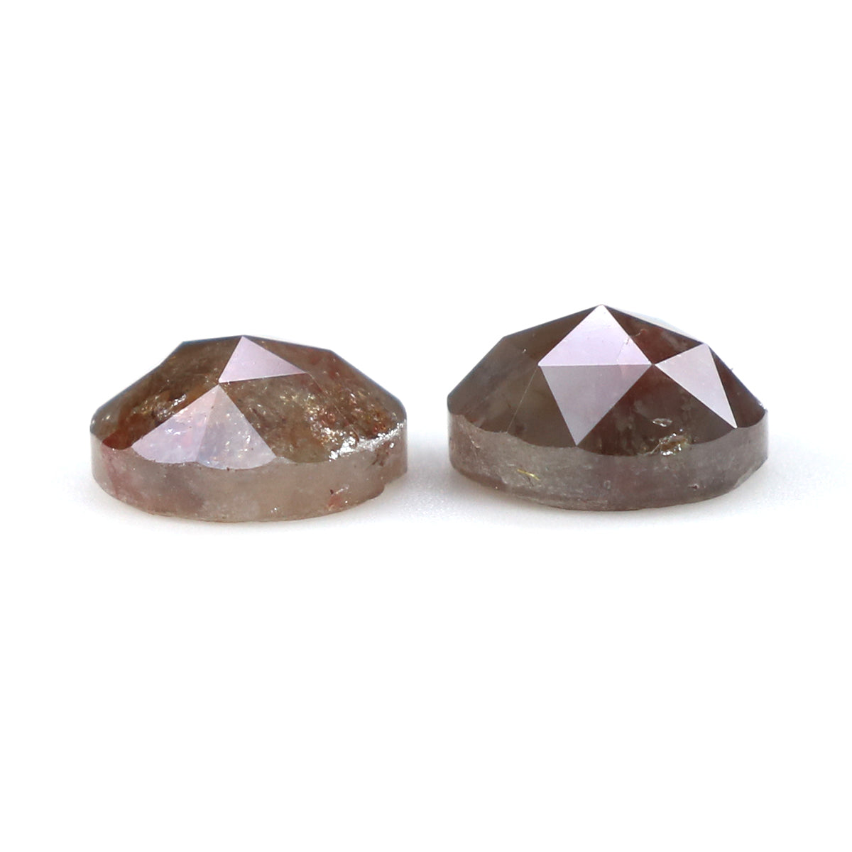 1.51 CT Natural Loose Round Rose Cut Pair Diamond Brown Color Round Shape Diamond 5.40 MM Natural Grey Color Round Rose Cut Diamond LQ7794