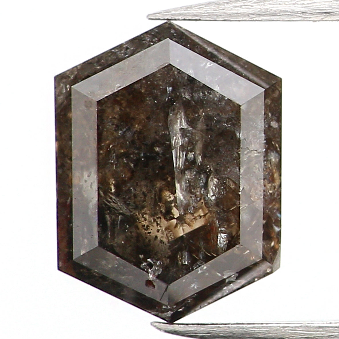 0.65 Ct Natural Loose Hexagon Shape Diamond Black Brown Color Hexagon Diamond 6.30 MM Natural Loose Diamond Hexagon Shape Diamond QK2330