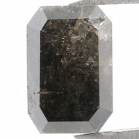 Natural Loose Emerald Salt And Pepper Diamond Black Grey Color 1.24 CT 7.20 MM Emerald Shape Rose Cut Diamond L1332