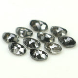 Natural Loose Pear Salt And Pepper Diamond Black Grey Color 1.08 CT 3.45 MM Pear Shape Rose Cut Diamond KDL1282