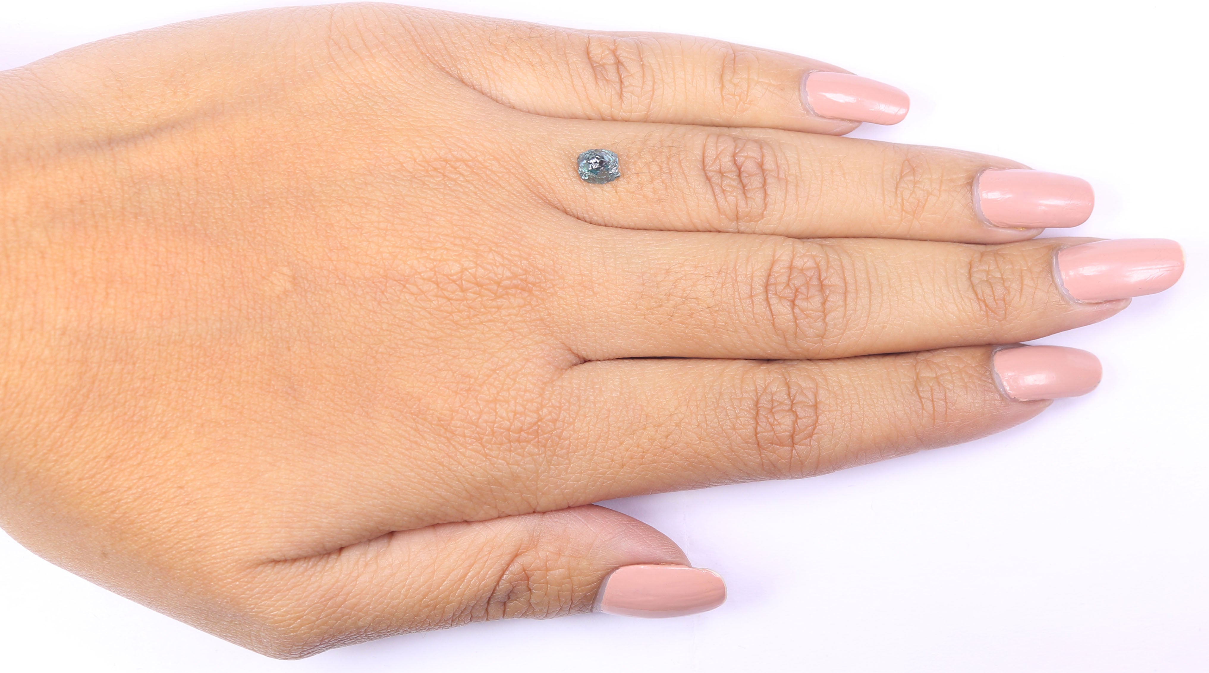 0.76 CT Natural Loose Rough Shape Diamond Blue Color Rough Cut Diamond 5.25 MM Natural Loose Blue Color Rough Irregular Cut Diamond QLB2235
