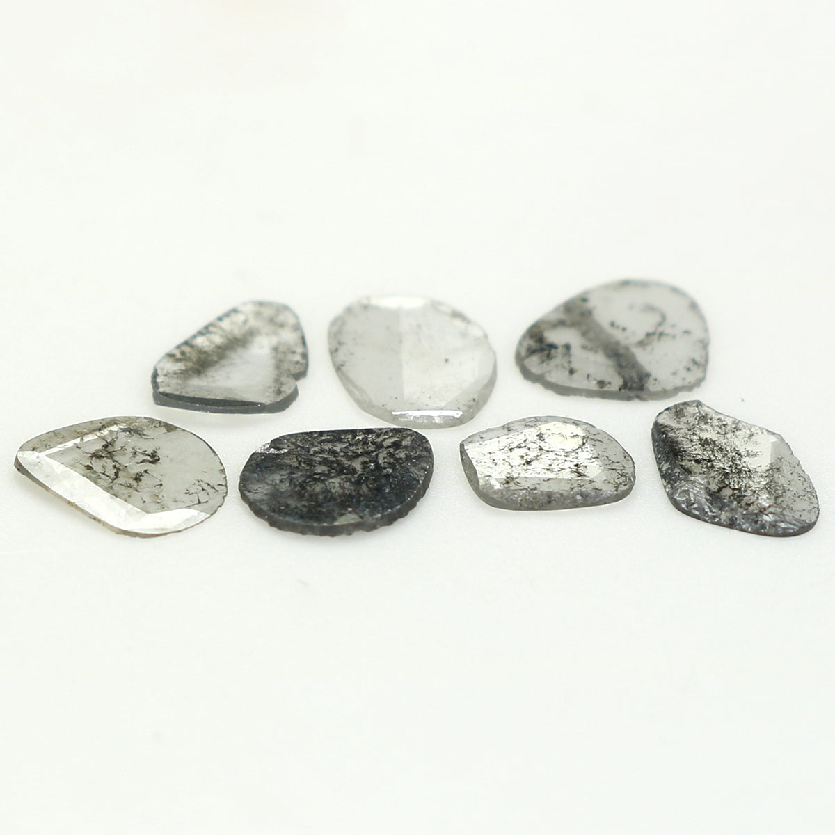 0.80 Ct Natural Loose Slice Shape Diamond Salt And Pepper Slice Cut Diamond 4.45 MM Natural Black Grey Color Irregular Cut Diamond LQ1440