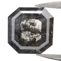 Natural Loose Emerald Salt And Pepper Diamond Black Grey Color 0.86 CT 5.90 MM Emerald Shape Rose Cut Diamond L6485