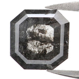Natural Loose Emerald Salt And Pepper Diamond Black Grey Color 0.86 CT 5.90 MM Emerald Shape Rose Cut Diamond L6485