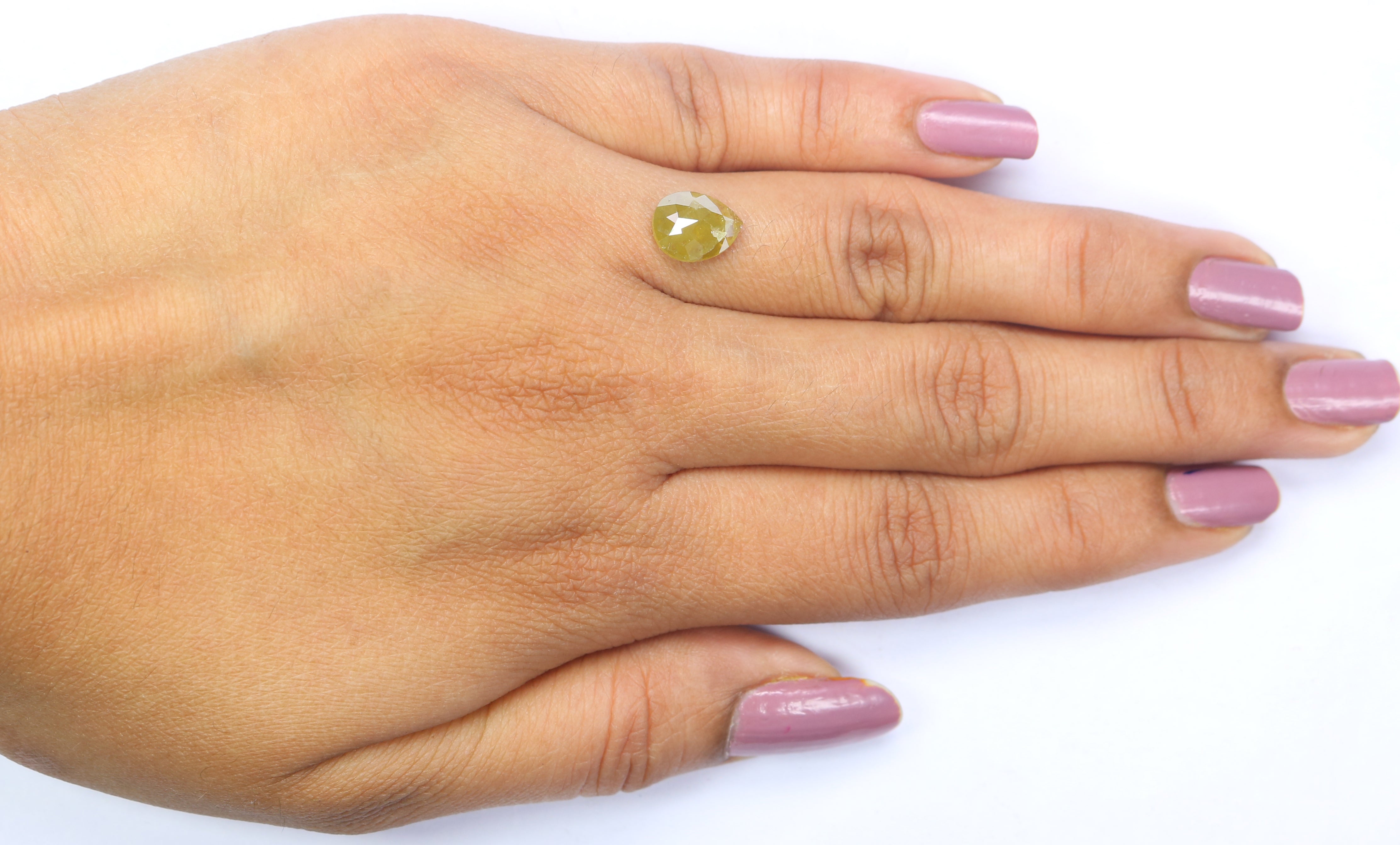 1.93 CT Natural Loose Pear Shape Diamond Yellow Color Pear Cut Diamond 9.35 MM Natural Loose Yellow Diamond Pear Rose Cut Diamond LQ2693