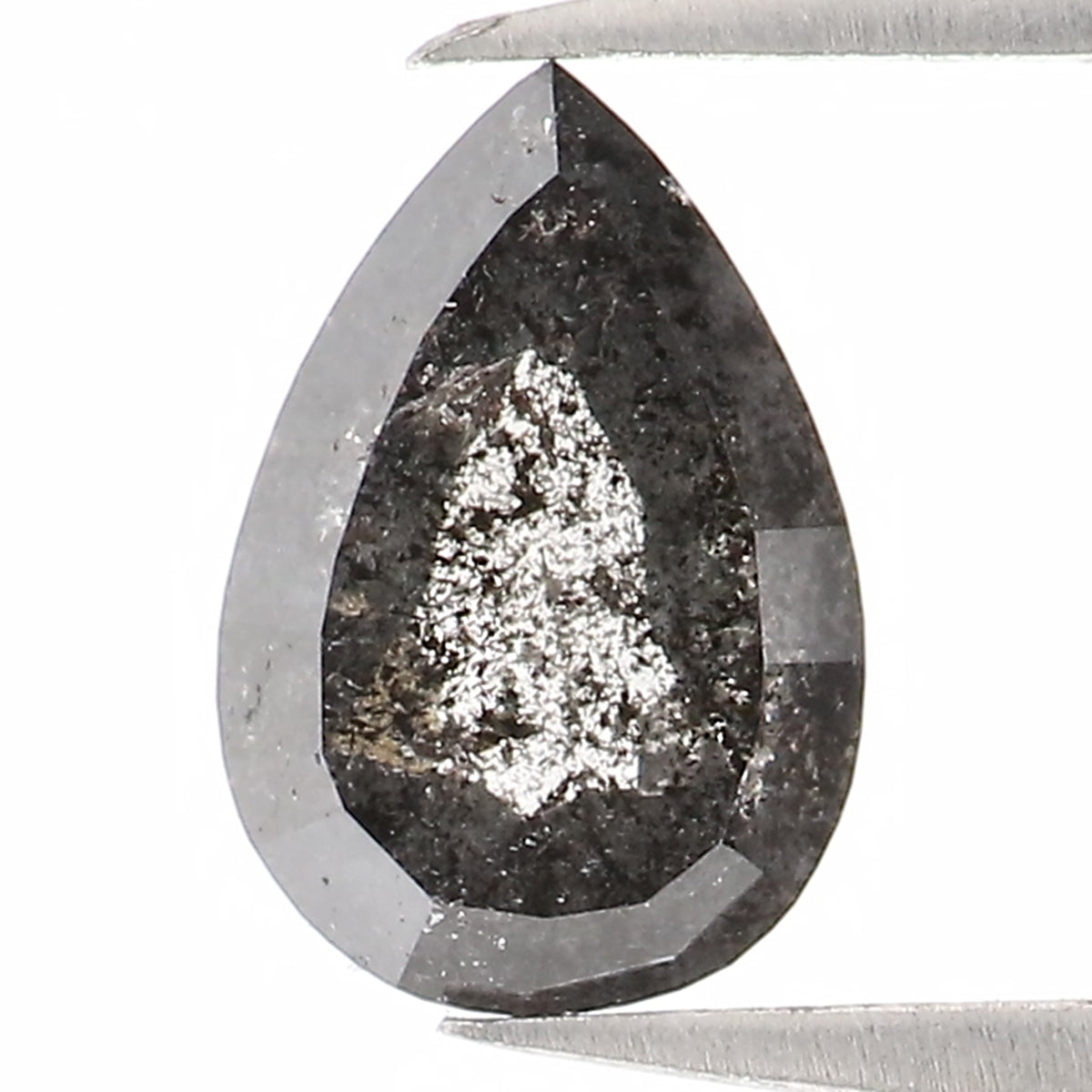 0.42 CT Natural Loose Pear Shape Diamond Salt And Pepper Pear Rose Cut Diamond 6.10 MM Black Grey Color Pear Shape Rose Cut Diamond KQ2393