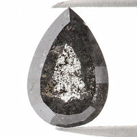 Natural Loose Pear Salt And Pepper Diamond Black Grey Color 0.42 CT 6.10 MM Pear Shape Rose Cut Diamond KR2393