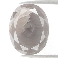 Natural Loose Oval Salt And Pepper Diamond Grey Color 3.07 CT 9.85 MM Oval  Rose Cut Shape Diamond KDL1094