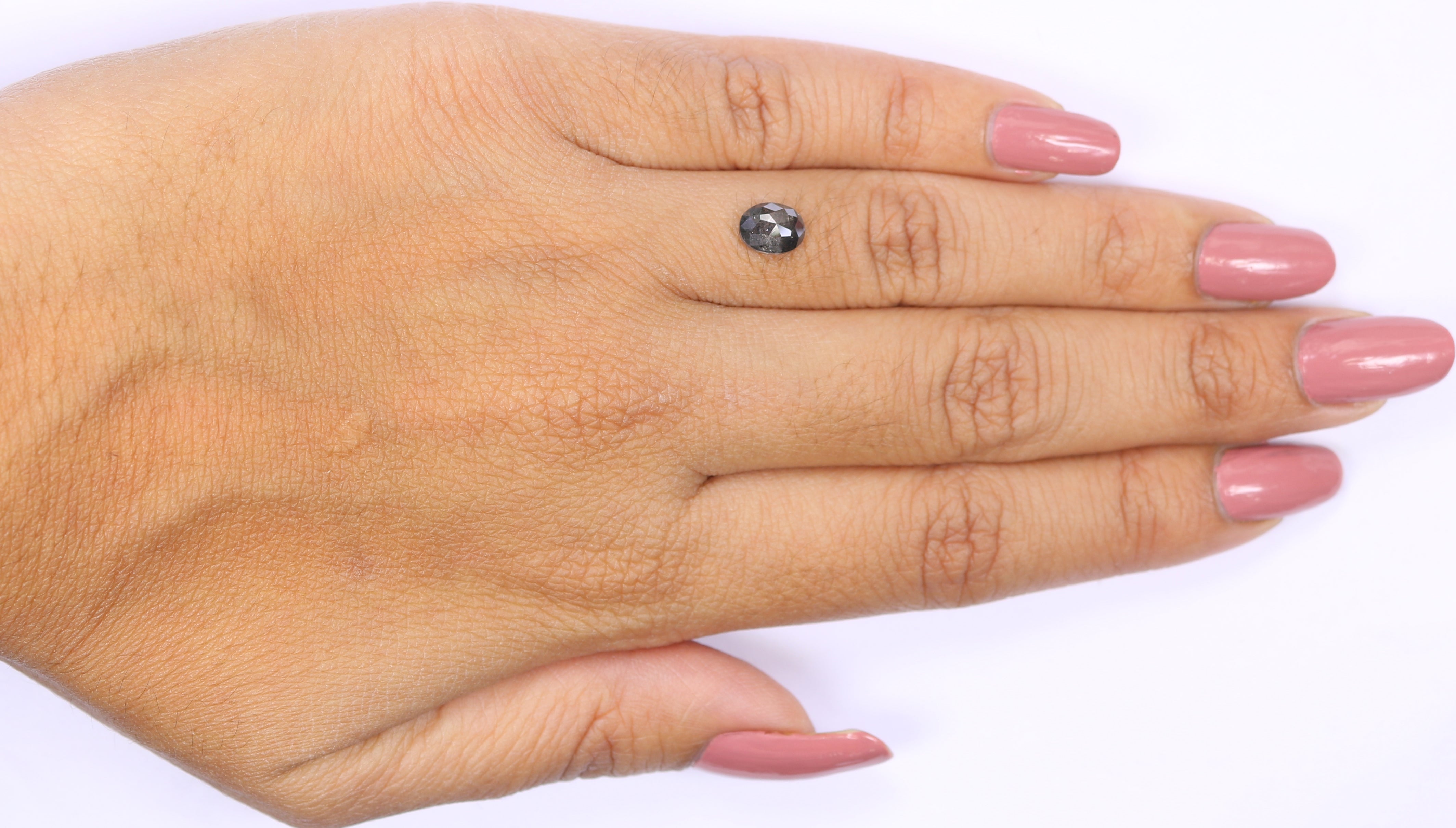 0.87 CT Natural Loose Oval Shape Diamond Salt And Pepper Oval Rose Cut Diamond 6.70 MM Black Grey Color Oval Shape Rose Cut Diamond LQ2059