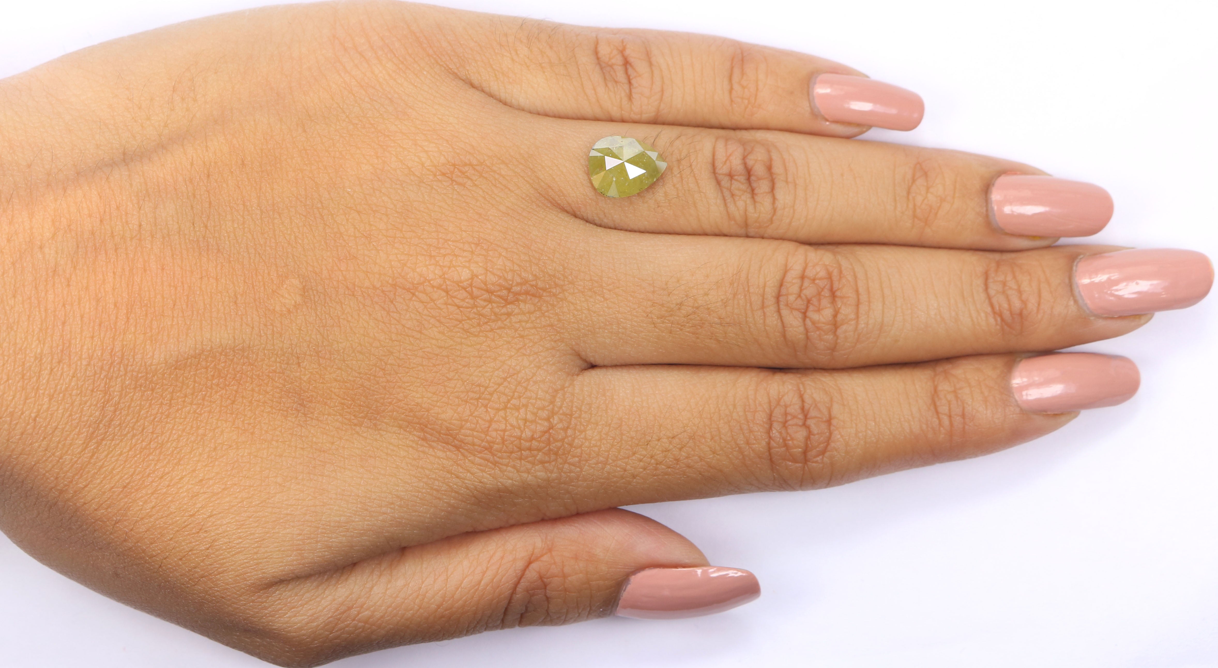 1.84 CT Natural Loose Pear Shape Diamond Yellow Color Pear Cut Diamond 10.00 MM Natural Yellow Color Diamond Pear Rose Cut Diamond KQ1024