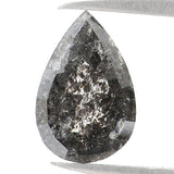 Natural Loose Pear Salt And Pepper Diamond Black Grey Color 0.63 CT 6.80 MM Pear Shape Rose Cut Diamond KDK2397