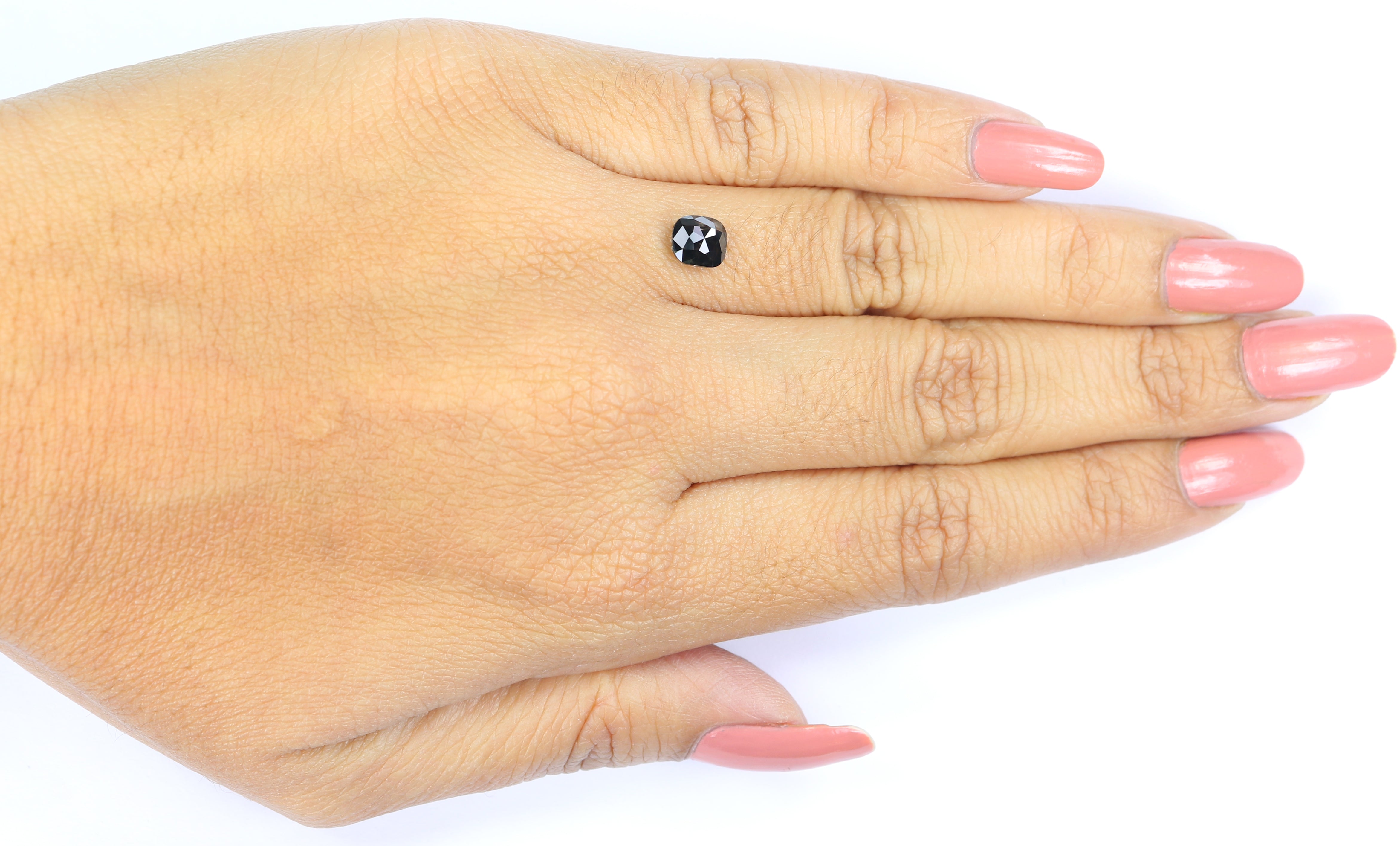 0.75 CT Natural Loose Cushion Shape Diamond Black Color Cushion Diamond 5.80 MM Natural Black Diamond Cushion Shape Rose Cut Diamond KQ2084