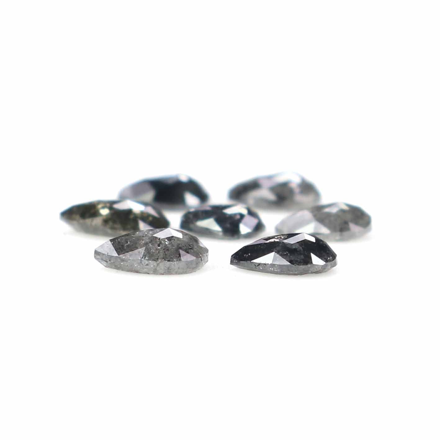 0.64 CT Natural Loose Pear Shape Diamond Salt And Pepper Pear Diamond 4.05 MM Natural Loose Black Grey Color Pear Rose Cut Diamond LQ2762