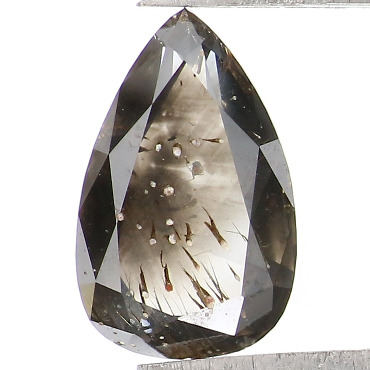 Natural Loose Pear Salt And Pepper Diamond Black Grey Color 1.00 CT 8.25 MM Pear Shape Rose Cut Diamond L1564