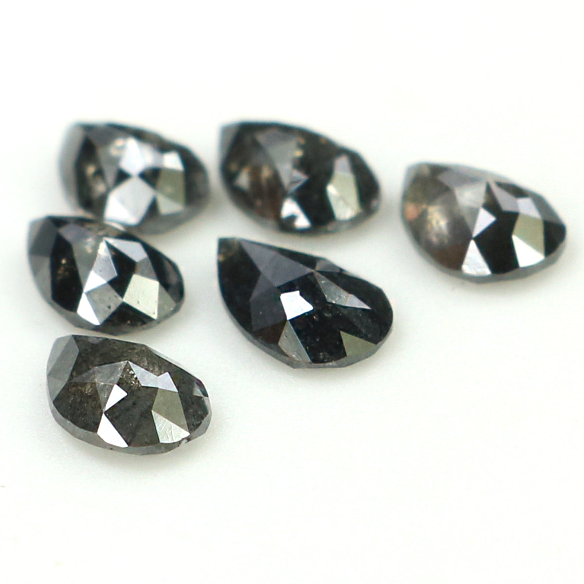 Natural Loose Pear Salt And Pepper Diamond Black Grey Color 0.95 CT 4.25 MM Pear Shape Rose Cut Diamond KDL1256