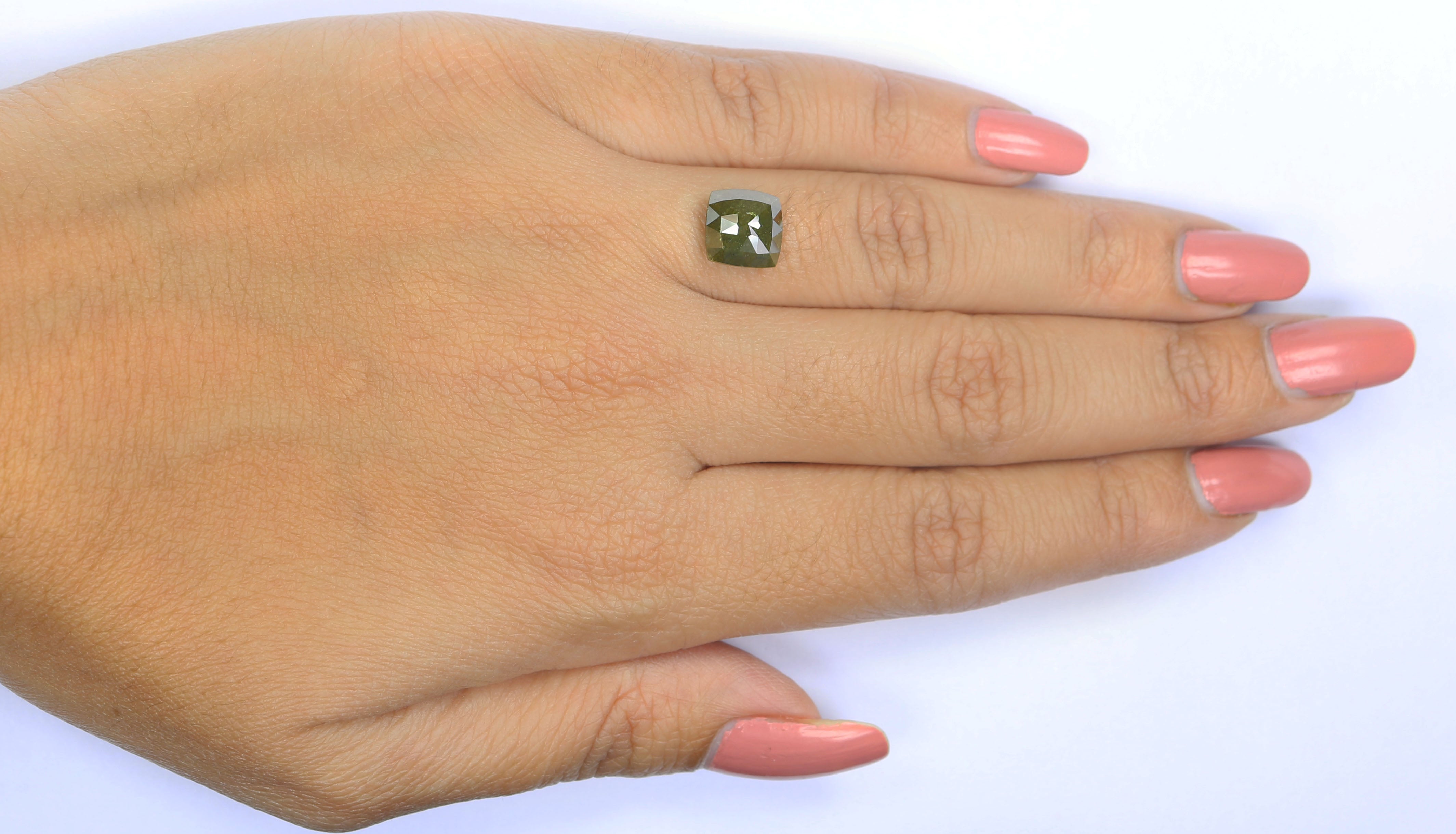 2.60 CT Natural Loose Square Shape Diamond Green Square Cut Diamond 8.05 MM Natural Loose Green Color Diamond Square Rose Cut Diamond QL2464