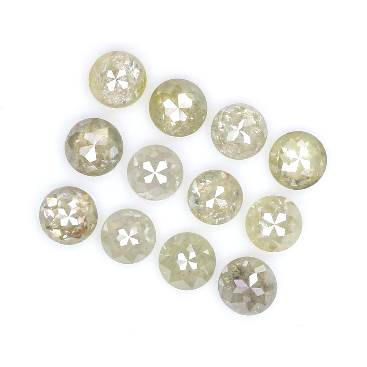 1.65 CT Natural Loose Round Rose Cut Diamond Grey Color Round Shape Diamond 3.05 MM Natural Loose Green Color Round Rose Cut Diamond KQ950