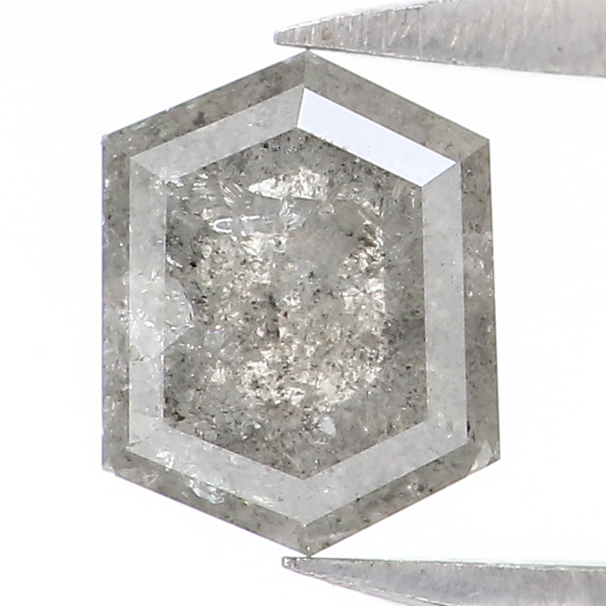 0.64 CT Natural Loose Hexagon Shape Diamond Salt And Pepper Hexagon Cut Diamond 5.75 MM Natural Grey Color Hexagon Rose Cut Diamond LQ809