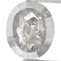 Natural Loose Oval Salt And Pepper Diamond Black Grey Color 1.06 CT 6.55 MM Oval Shape Rose Cut Diamond KDL1791