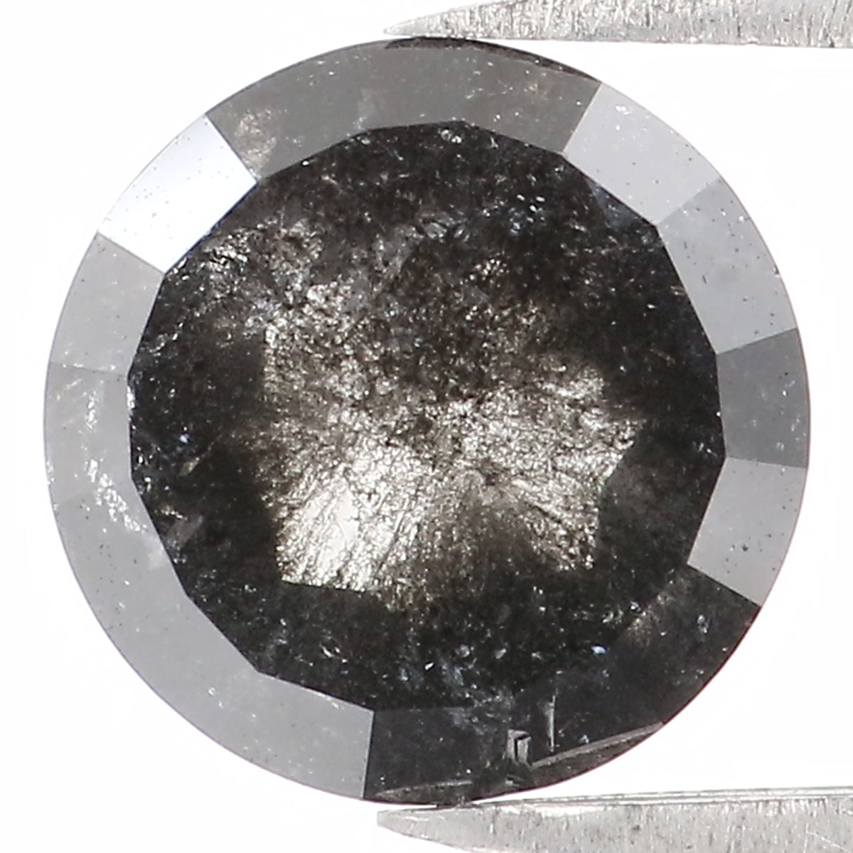 1.86 Ct Natural Loose Round Rose Cut Diamond Black Grey Color Rose Cut Diamond 7.50 MM Natural Loose Salt And Pepper Rose Cut Diamond QL1303