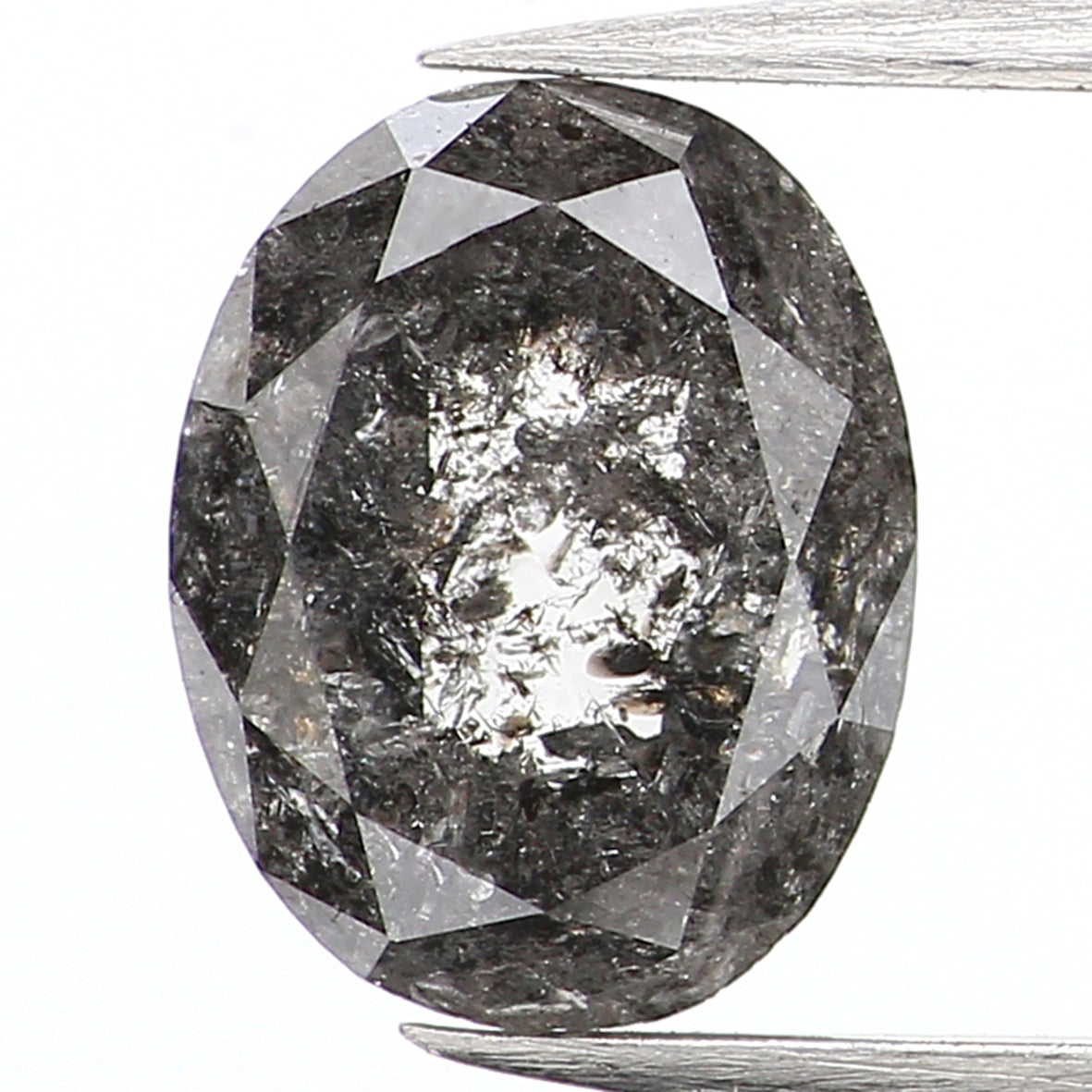 0.91 Ct Natural Loose Oval Shape Diamond Black Grey Color Diamond 6.60 MM Natural Loose Diamond Salt and Pepper Oval Shape Diamond QL665