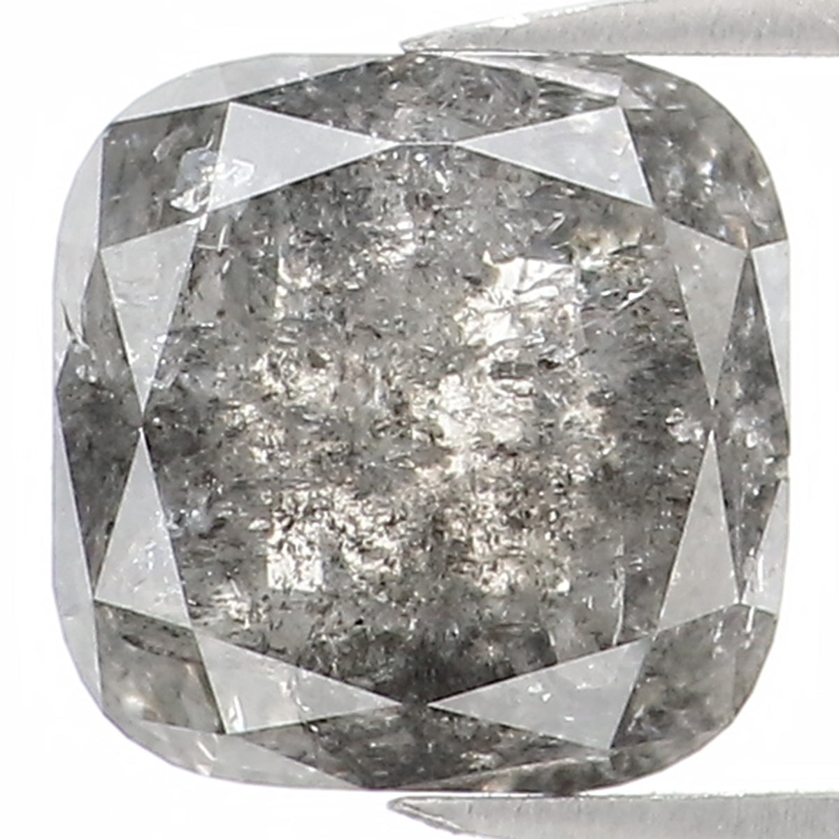 Natural Loose Cushion Salt And Pepper Diamond Black Grey Color 1.02 CT 5.65 MM Cushion Shape Rose Cut Diamond L1219