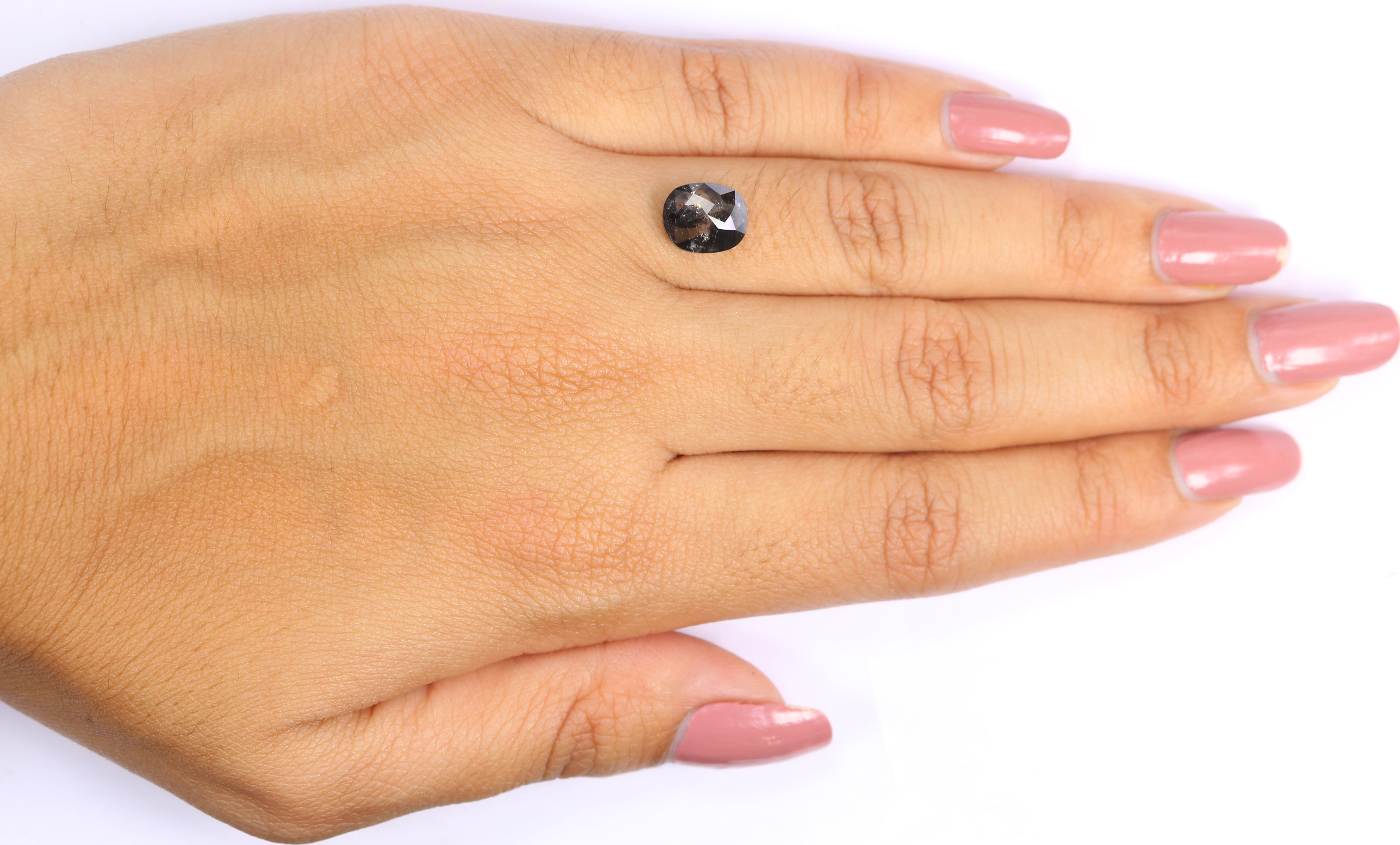 2.22 Ct Natural Loose Oval Shape Diamond Salt And Pepper Oval Diamond 8.75 MM Natural Diamond Black Grey Color Oval Rose Cut Diamond QL2070