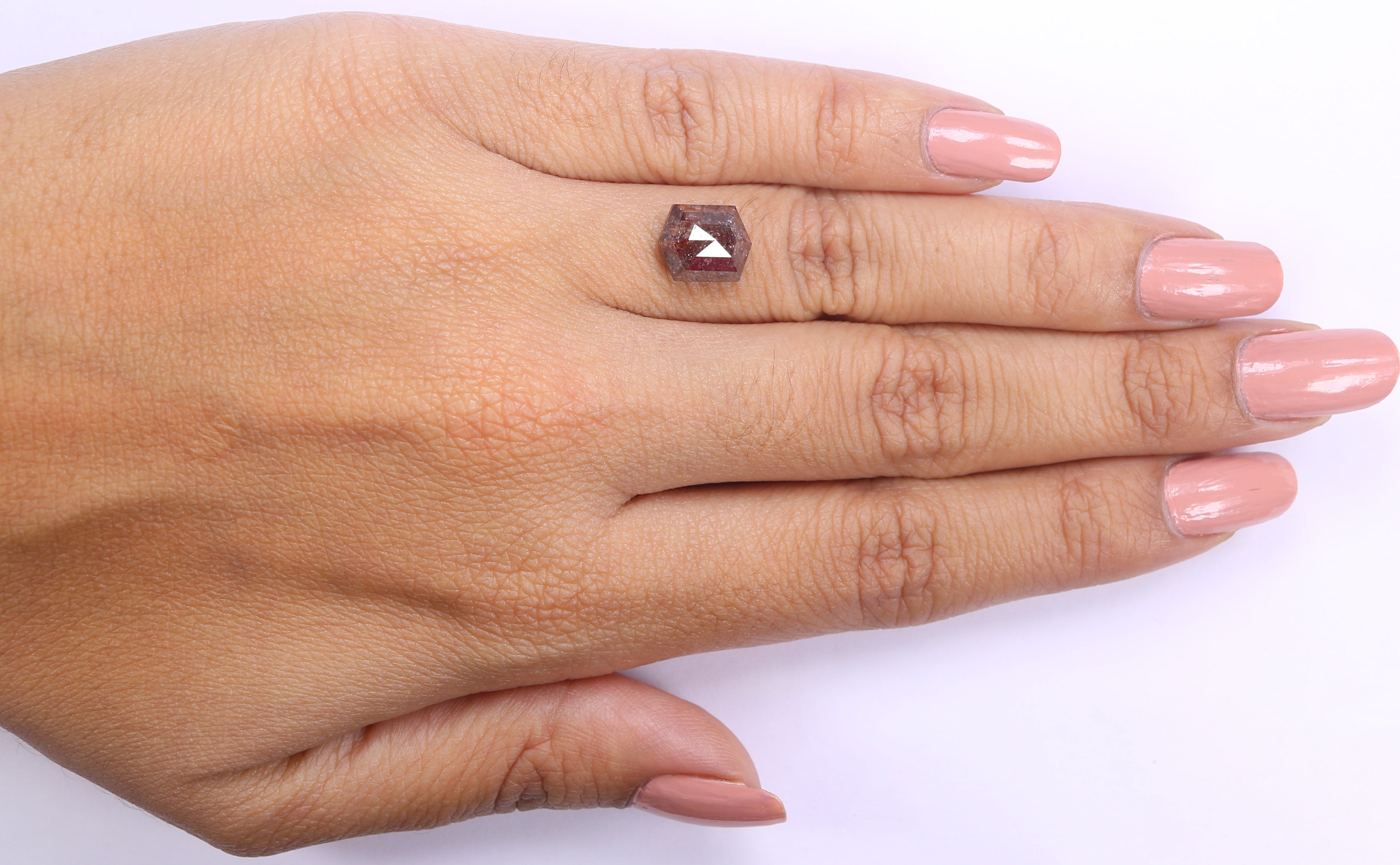 2.66 CT Natural Loose Hexagon Shape Diamond Brown Color Hexagon Cut Diamond 9.40 MM Natural Brown Color Hexagon Rose Cut Diamond LQ2186