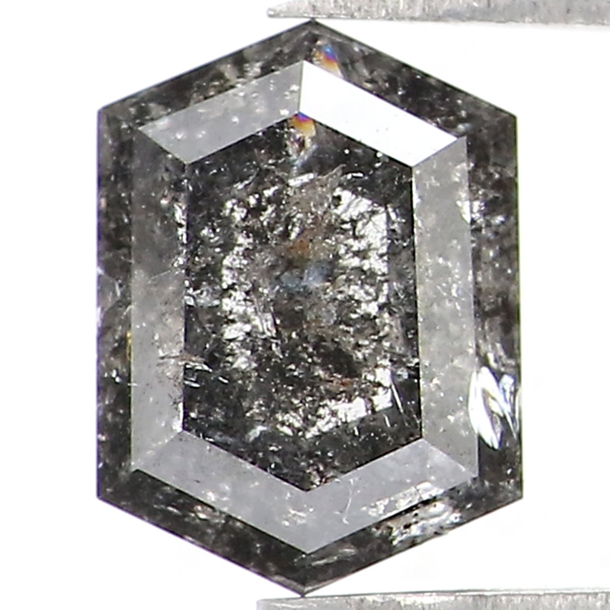 0.83 CT Natural Loose Hexagon Shape Diamond Salt And Pepper Hexagon Shape Diamond 6.50 MM Black Grey Color Hexagon Rose Cut Diamond QL1503